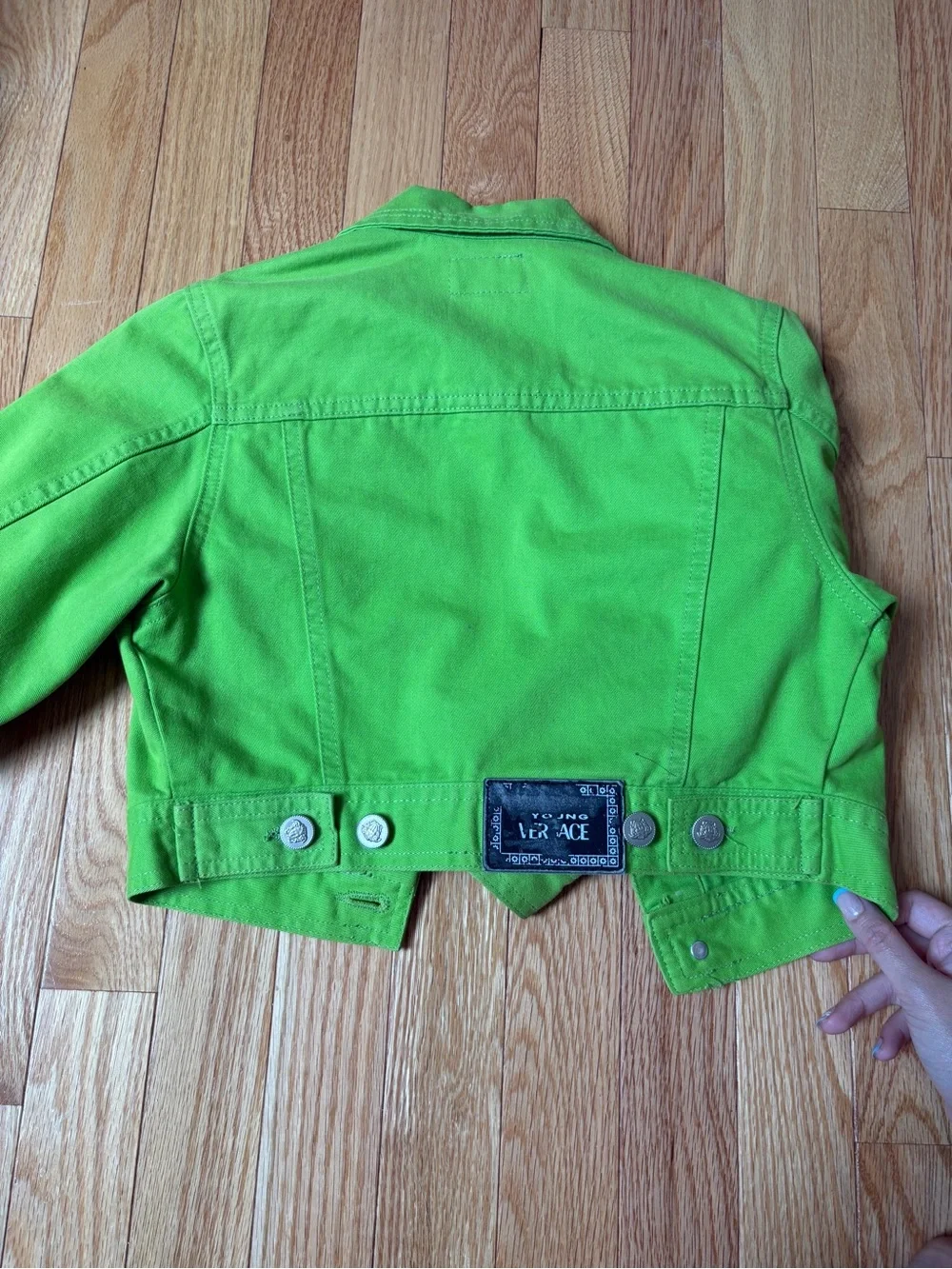 Vintage Young Versace Lime Green Denim Jacket